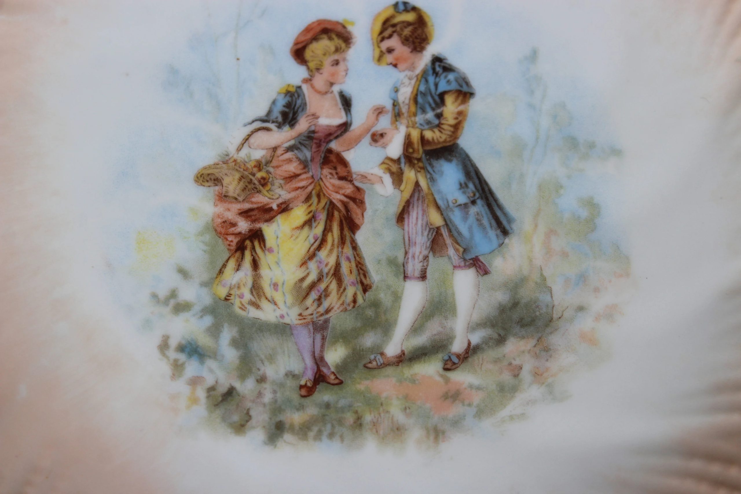 Victorian-era vintage couple ceramic plates - View 2
